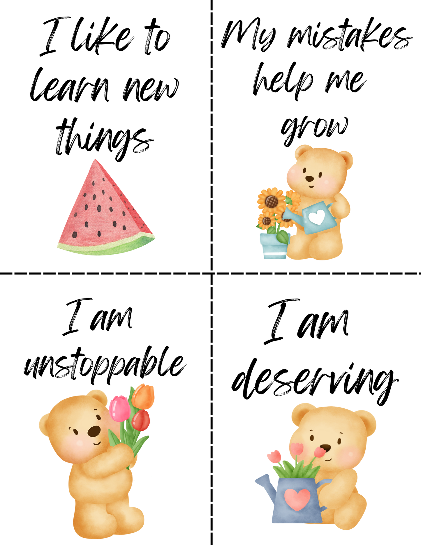 Kids Affirmation Cards, Printable Encouragement Cards, Lunch Box Notes, Growth Mindset and Mindfulness, Kids Motivation