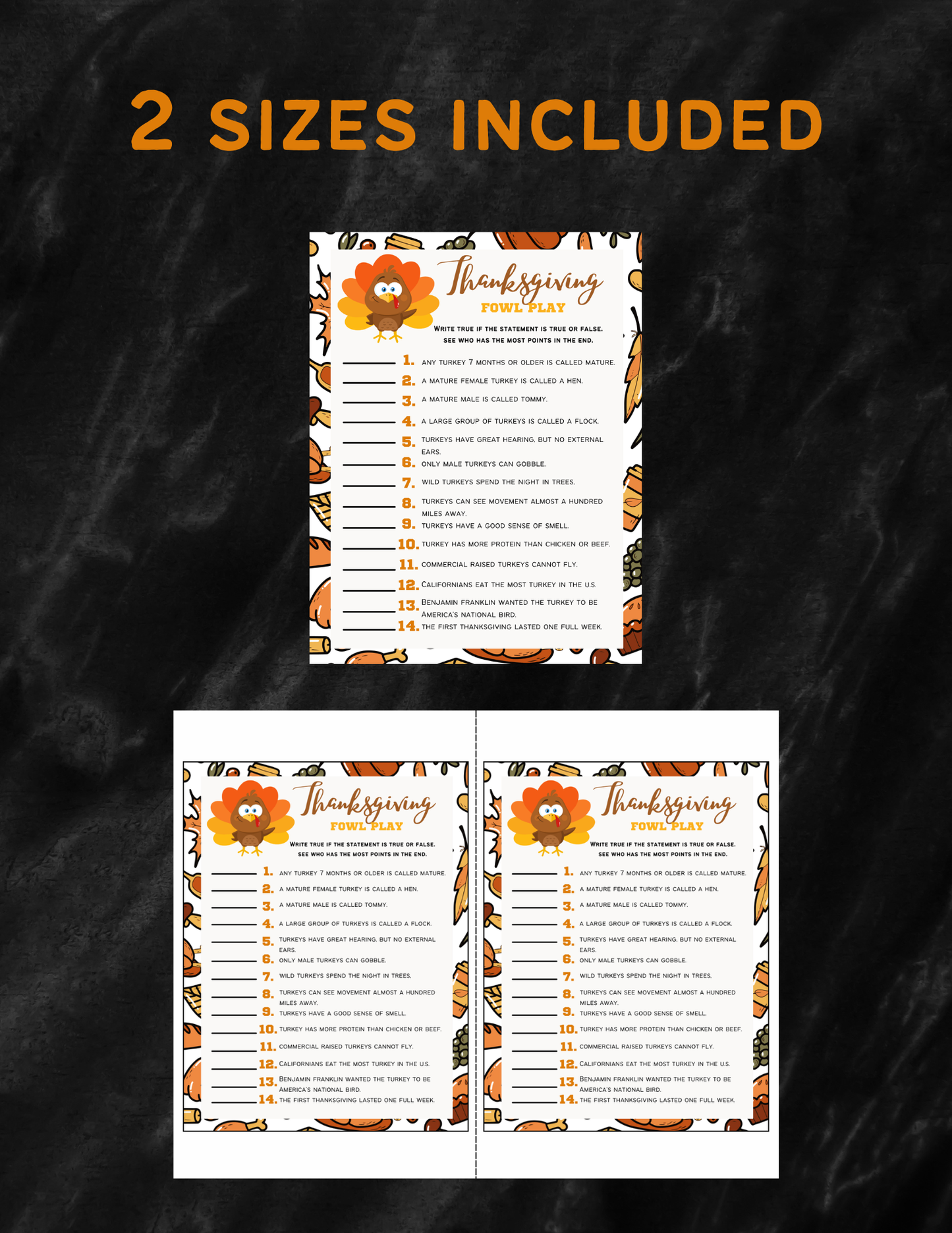 Thanksgiving Party Game Printable Template - Thanksgiving Game, Thanksgiving Party Game, Turkey Day Game, Classroom Activity
