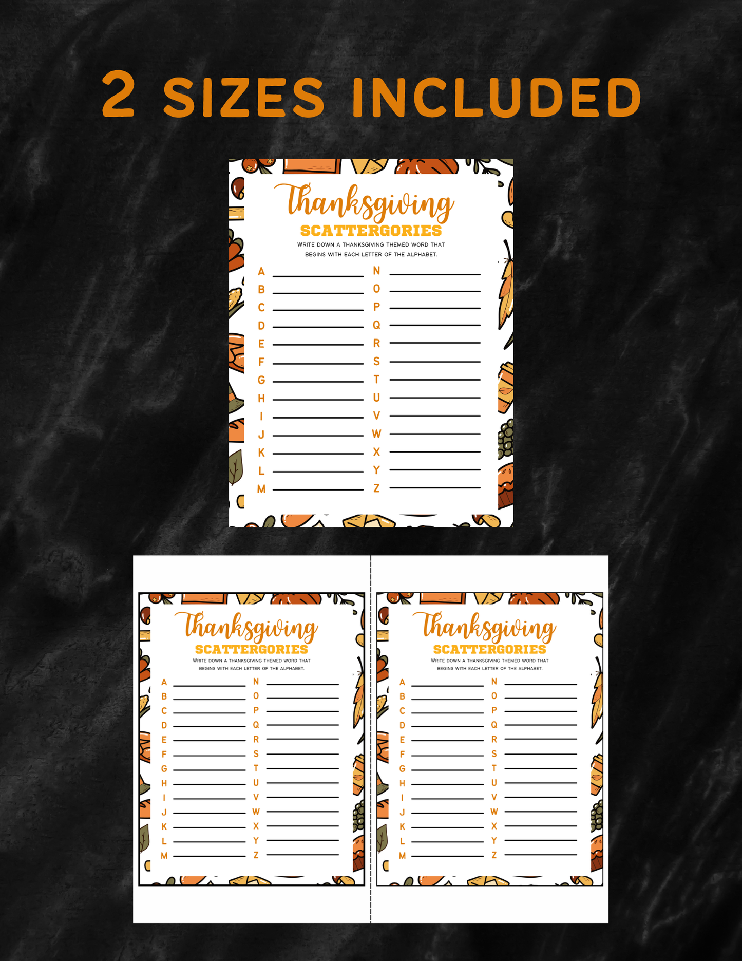 Thanksgiving Scattergories Printable Template - Thanksgiving Games , Thanksgiving Party Games, Classroom Activity