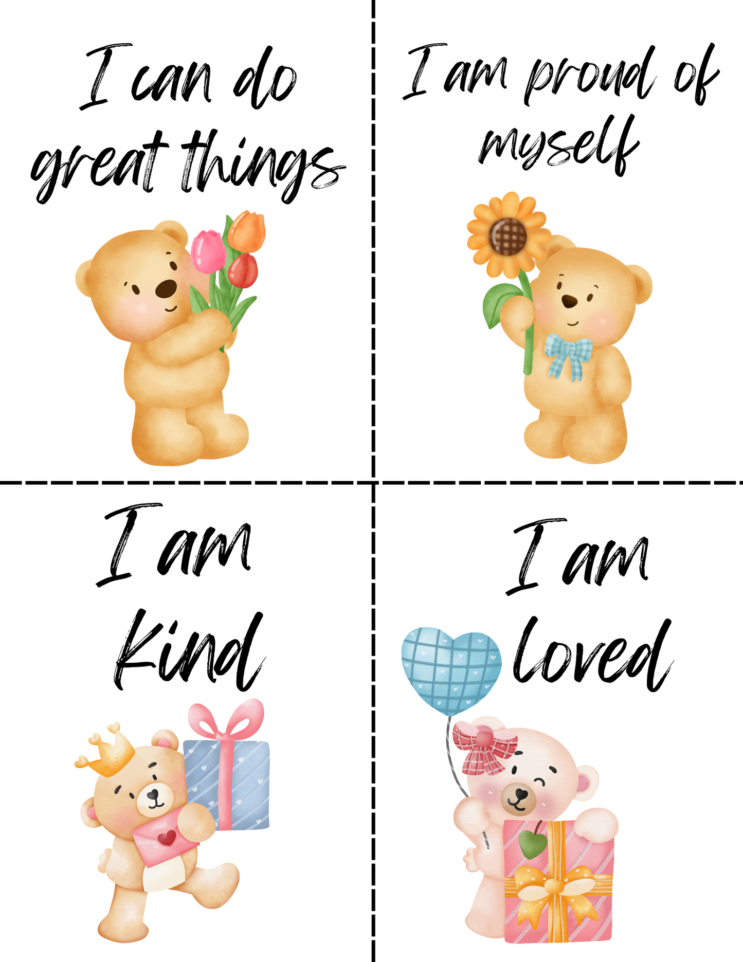 Kids Affirmation Cards, Printable Encouragement Cards, Lunch Box Notes, Growth Mindset and Mindfulness, Kids Motivation