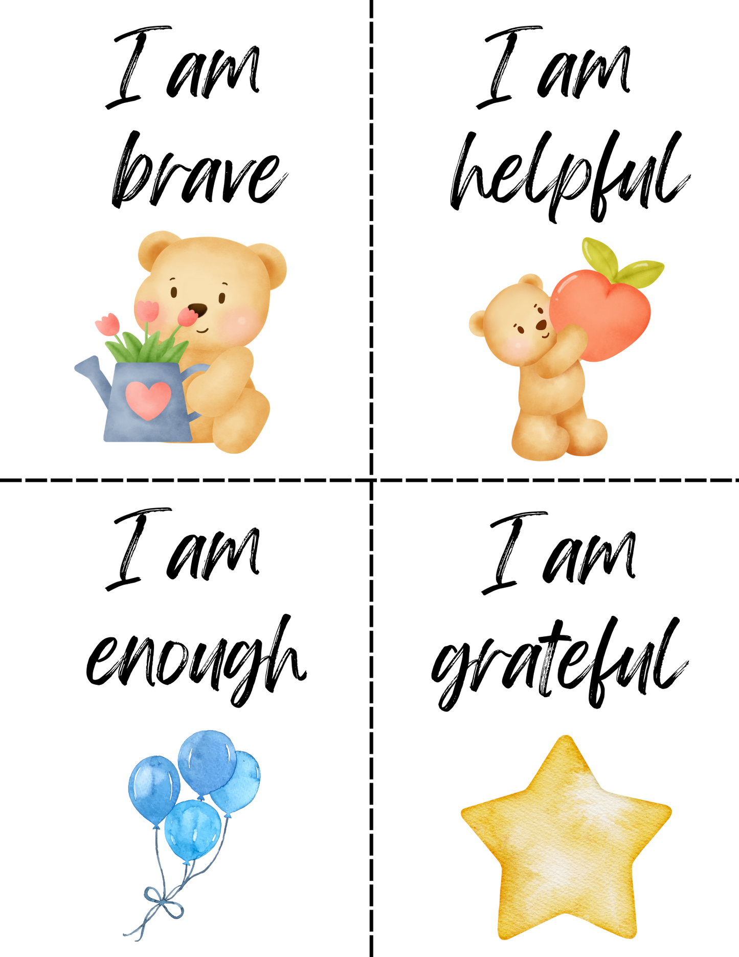 Kids Affirmation Cards, Printable Encouragement Cards, Lunch Box Notes, Growth Mindset and Mindfulness, Kids Motivation