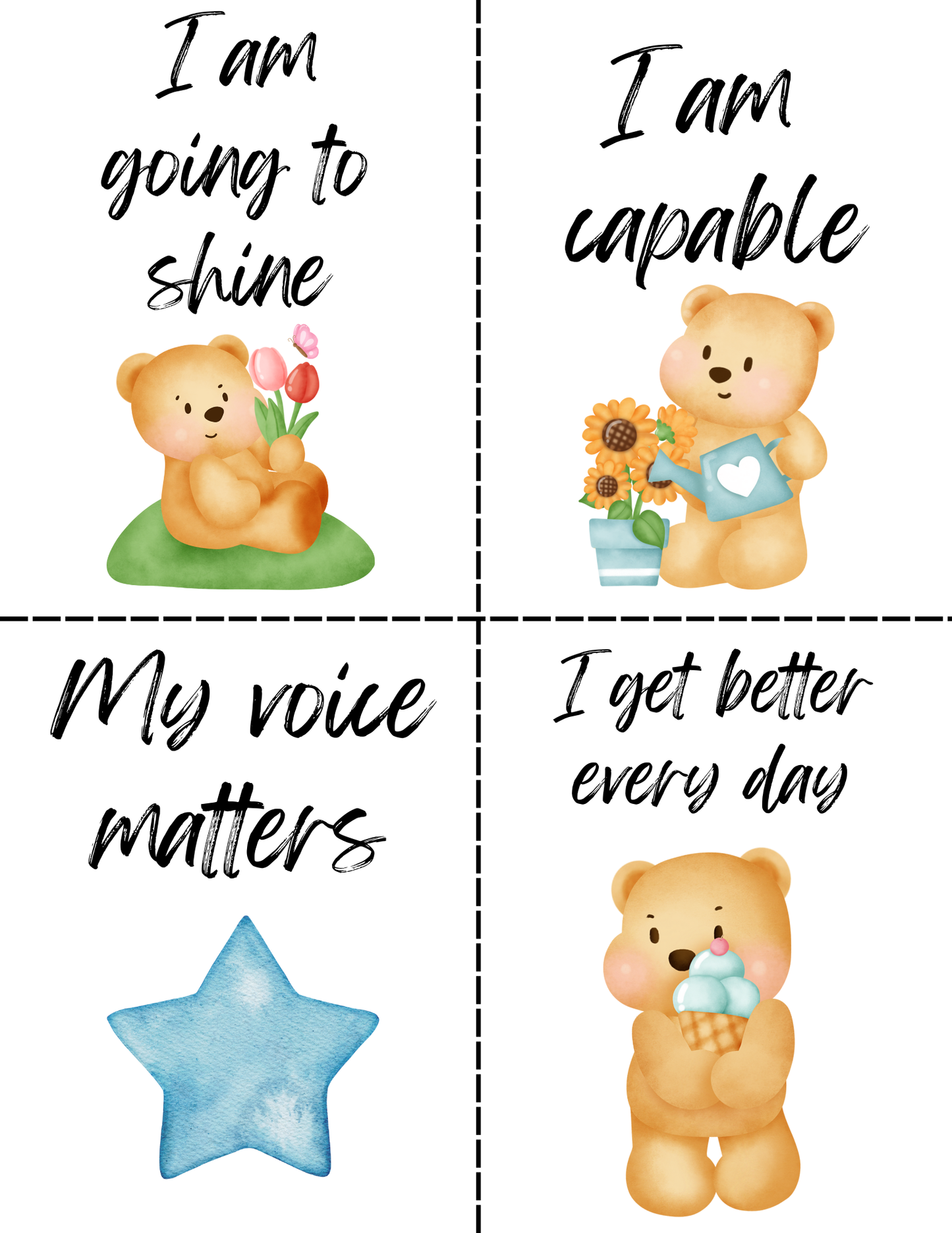 Kids Affirmation Cards, Printable Encouragement Cards, Lunch Box Notes, Growth Mindset and Mindfulness, Kids Motivation