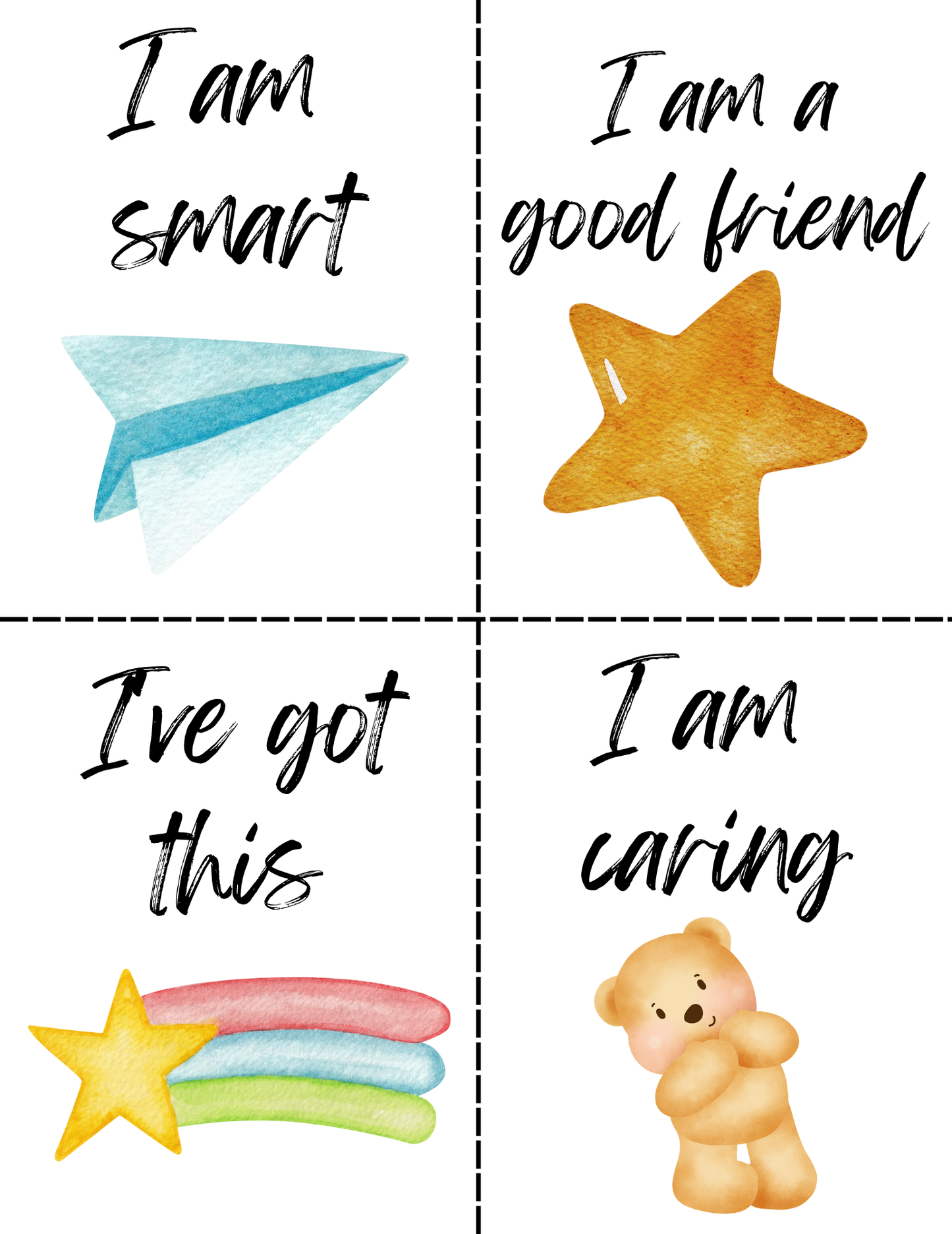 Kids Affirmation Cards, Printable Encouragement Cards, Lunch Box Notes, Growth Mindset and Mindfulness, Kids Motivation