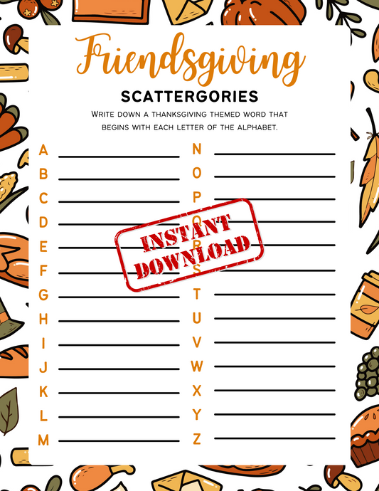 Friendsgiving Game, Thanksgiving Party Game, Turkey Day, Thanksgiving Printable Game, Friendsgiving Activity
