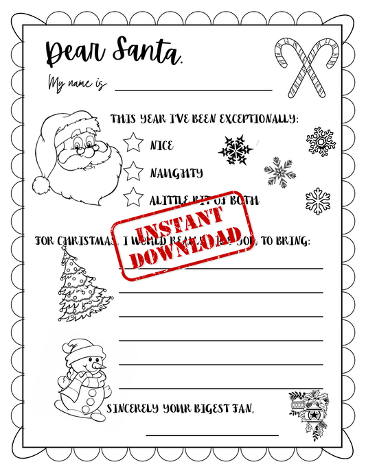 Dear Santa Coloring Page